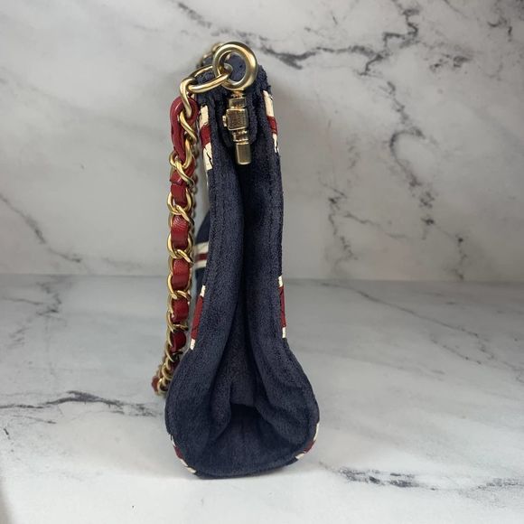 โโ CHANEL Union Jack UK Bag British Flag suede vintage London CC Shoulder/clutch - Picture 9 of 16